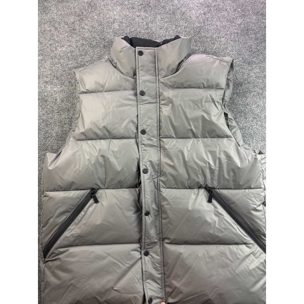 Hunter Chiswell Puffer Vest Women XL Grey Insulated Snap Zip Outerwear Y8223HUM